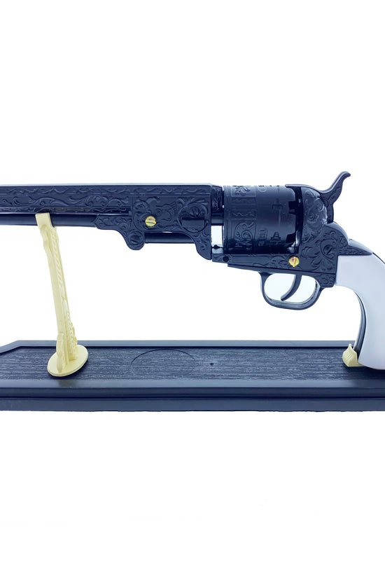 13 1/2" Decorative Black Antique Revolver Gun w/Display Stan