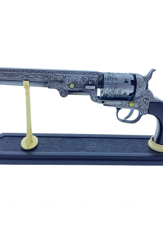 13 1/2" Decorative Antique Revolver Gun w/ Display Stand