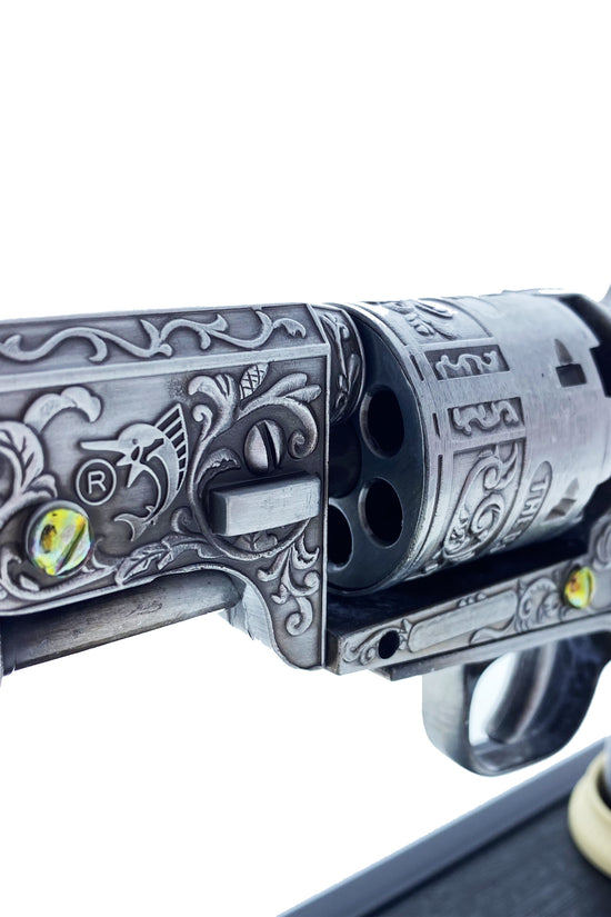 13 1/2" Decorative Antique Revolver Gun w/ Display Stand