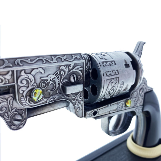 13 1/2" Decorative Antique Revolver Gun w/ Display Stand