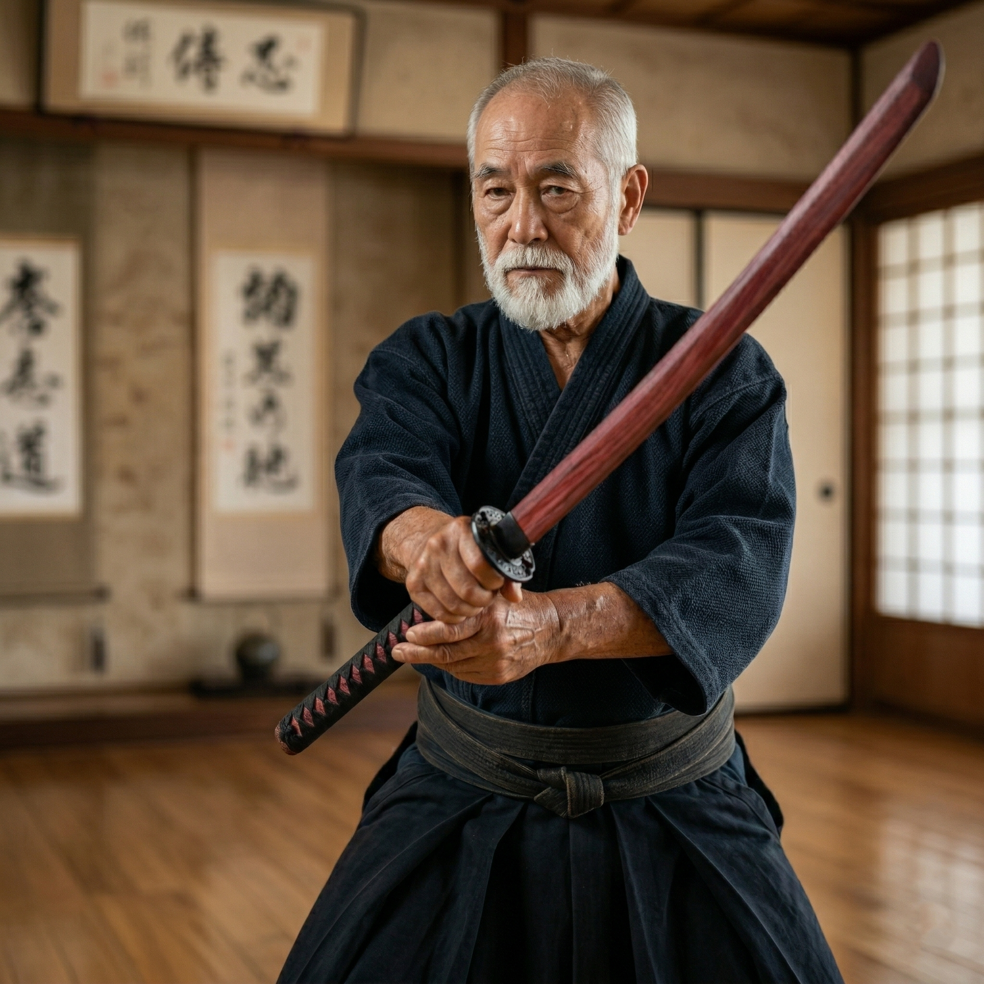 31 1/2" Bokken Red Wooden Practice Samurai Sword