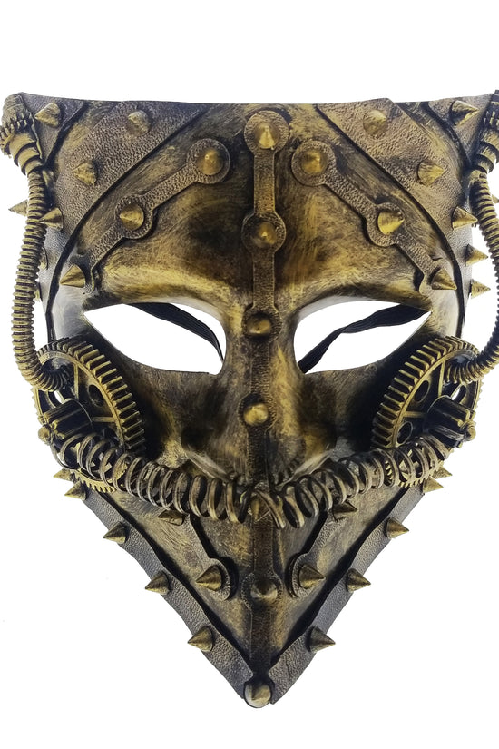 Spiked steampunk mask on white background.
