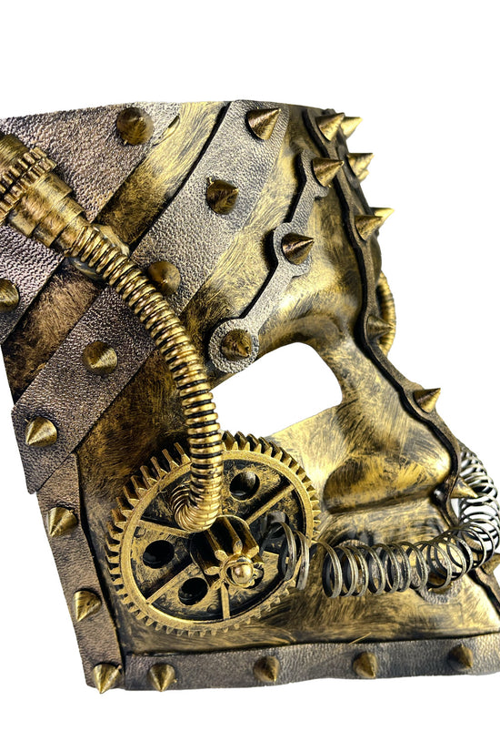 Side profile of steampunk masquerade mask.