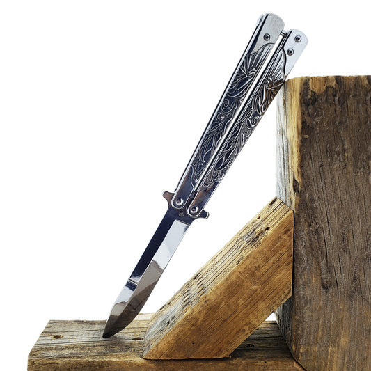 4" Chrome Blade w/ 5.25" Chrome Handle Practice Butterfly