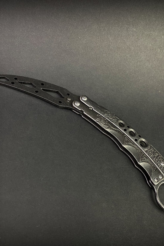9" Black Butterfly Trainer - Balisong Practice Knife