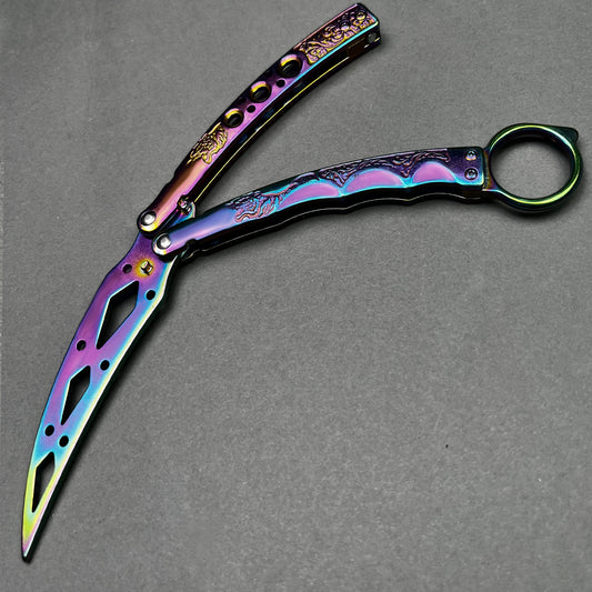 9" Rainbow Butterfly Trainer Knife with Sheath