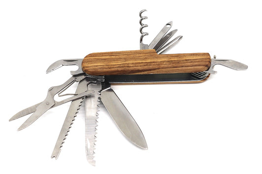 3 1/2" Folding Multi-Tool Knife - Zebra wood