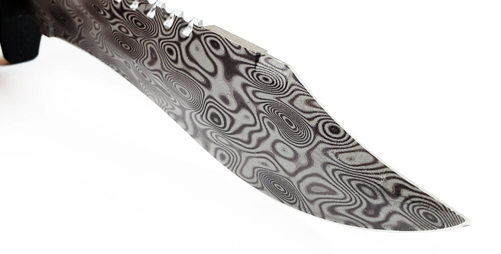 12" Tactical Hunting Knife With Damascus Pattern Blade