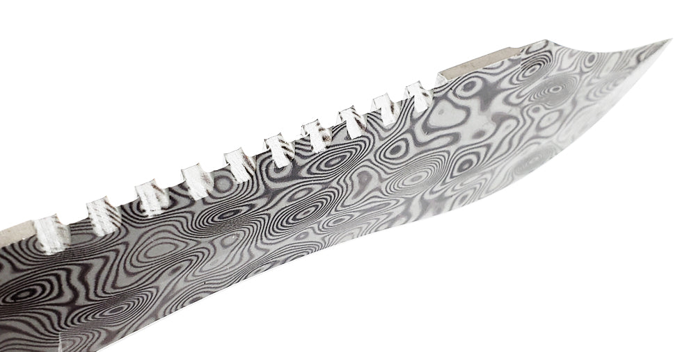 12" Tactical Hunting Knife With Damascus Pattern Blade