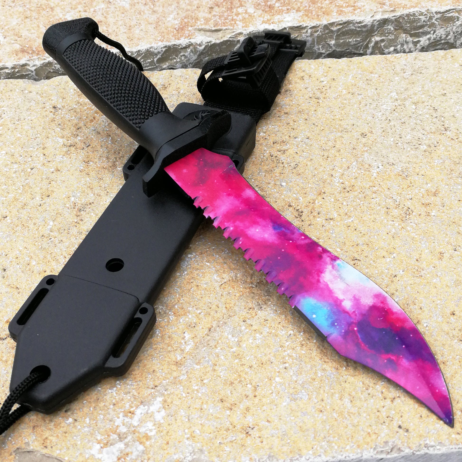 12" Tactical Knife With Galaxy Purple Blade