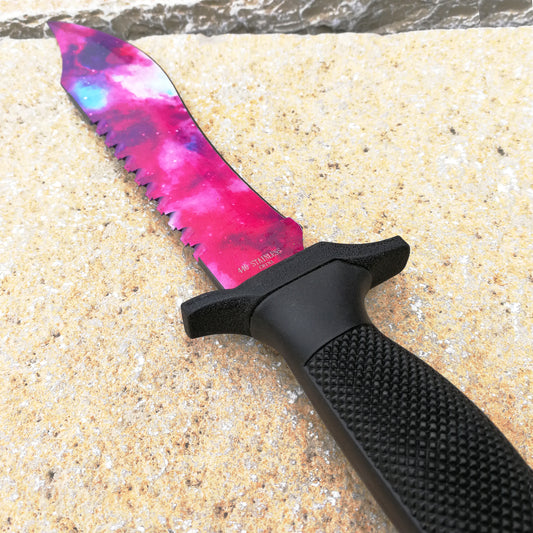 12" Tactical Knife With Galaxy Purple Blade