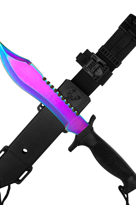 12" Tactical Knife With Rainbow Fixed Blade