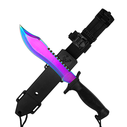 12" Tactical Knife With Rainbow Fixed Blade