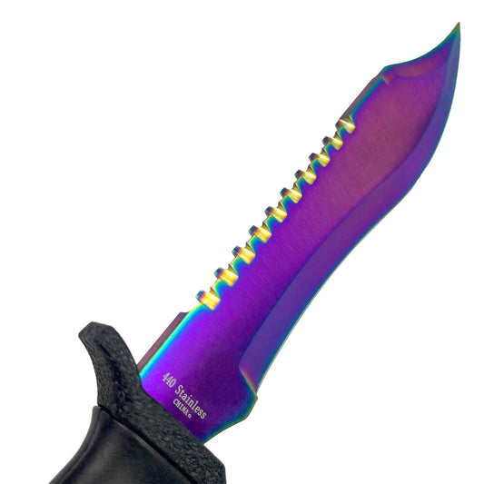 12" Tactical Knife With Rainbow Fixed Blade