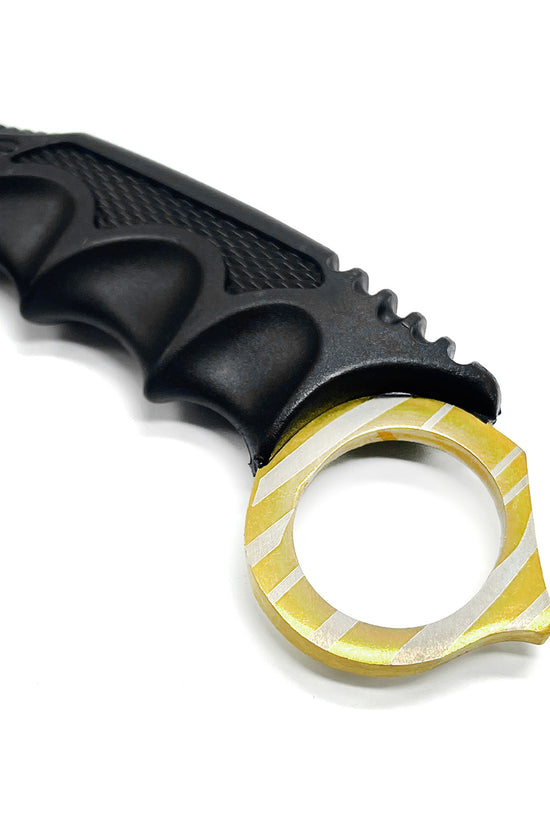 Falcon 7 1/2" Trainer Karambit Knife with Gold Blade & Sheath