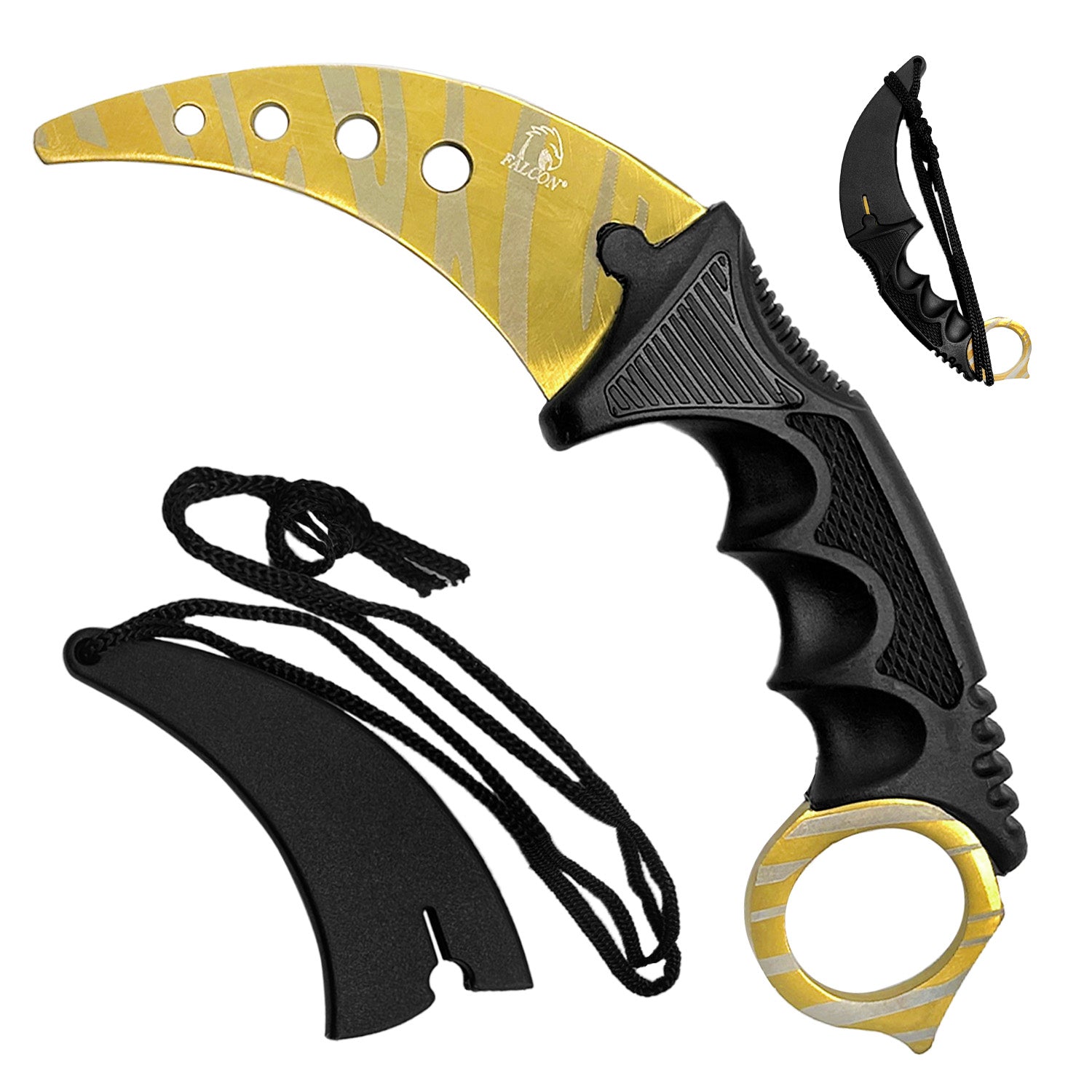 7 1/2" Gold Karambit Trainer Neck Knife