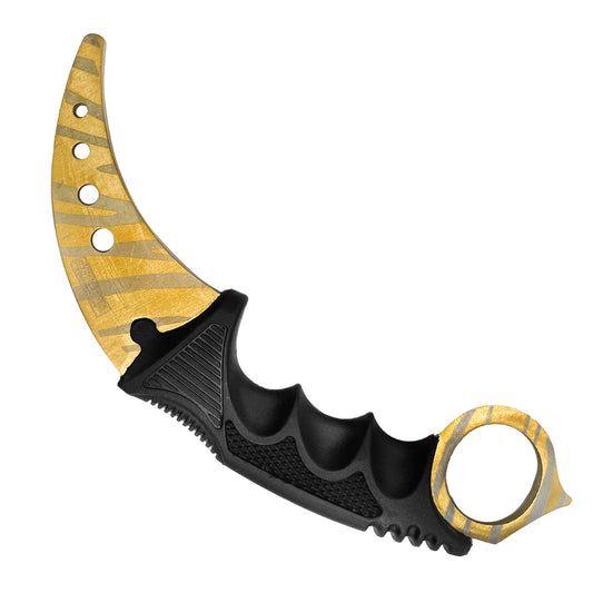Falcon 7 1/2" Trainer Karambit Knife with Gold Blade & Sheath
