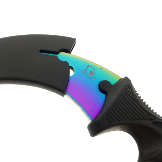 7 1/2" Rainbow Karambit Trainer Neck Knife