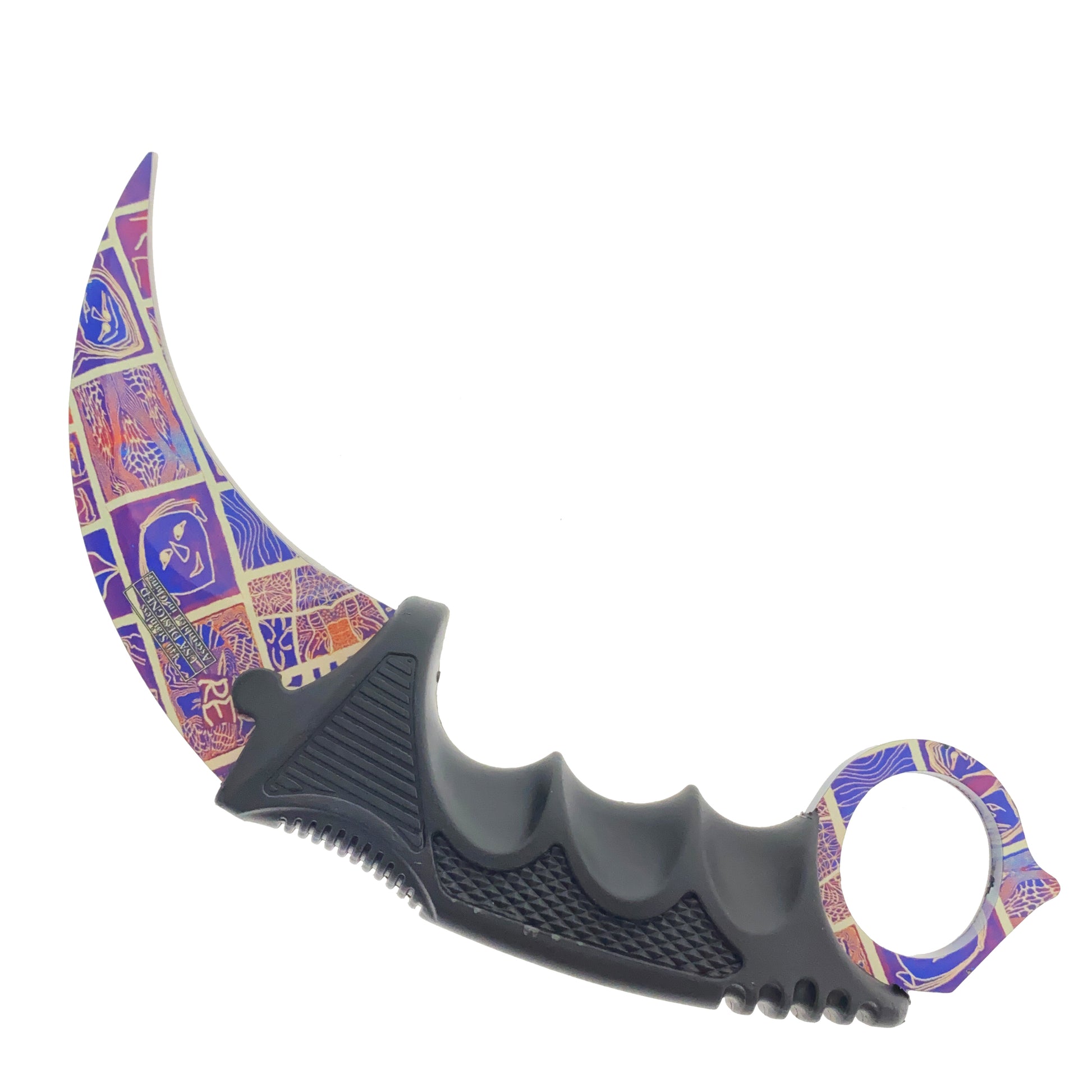 Falcon 7 1/2" Red & Blue Necklace Knife (Karambit)