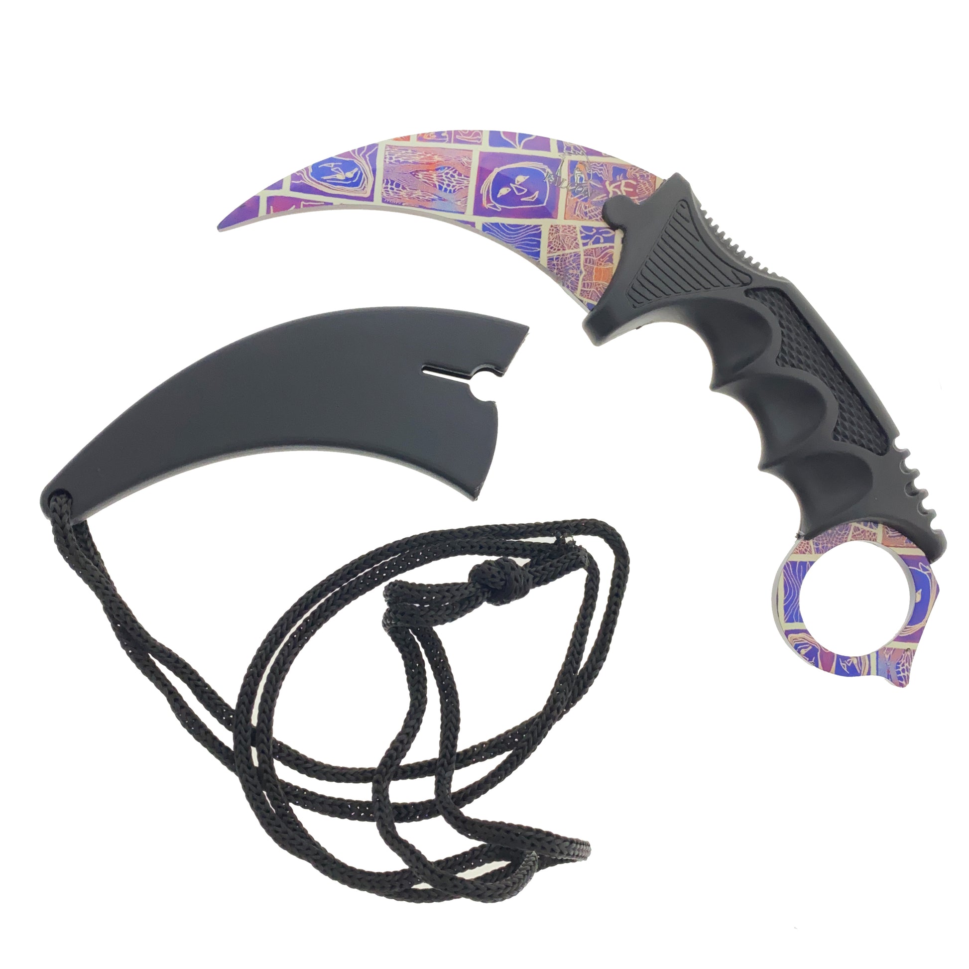 Falcon 7 1/2" Red & Blue Necklace Knife (Karambit)