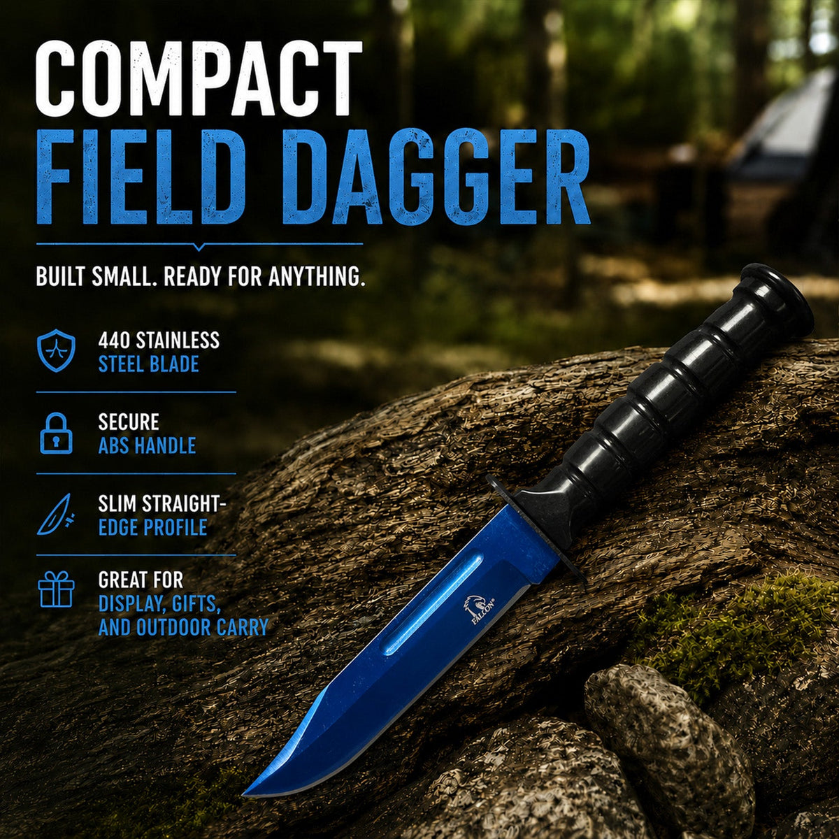 Falcon 3 Piece Set Blue Blade / Black Handle / Tactical Knife