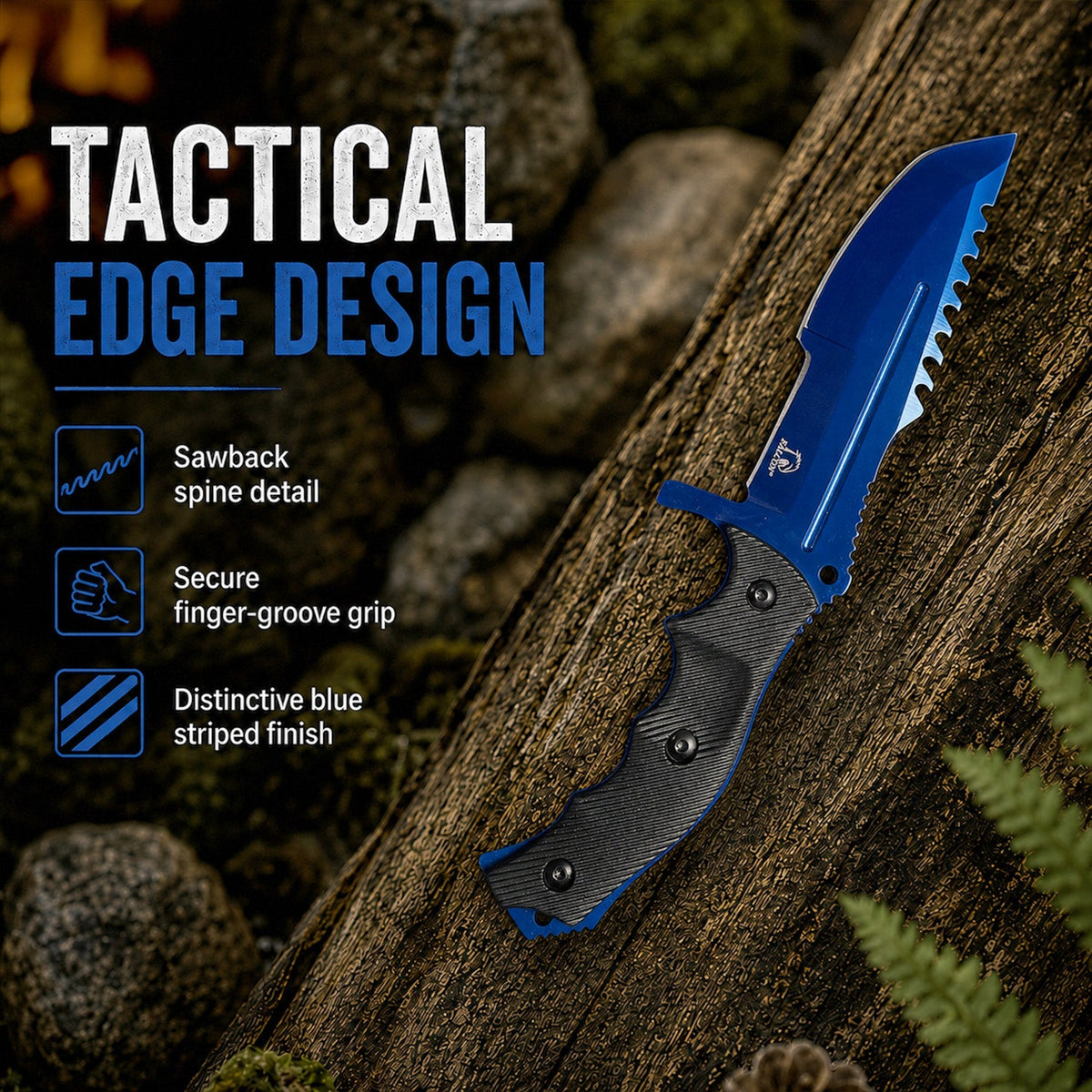 Falcon 3 Piece Set Blue Blade / Black Handle / Tactical Knife