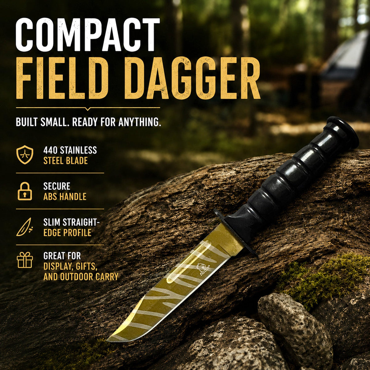 Falcon 3-Piece Gold Set. 7 1/2" & 8 1/2" Tactical Knife, 7 1/2" Karambit