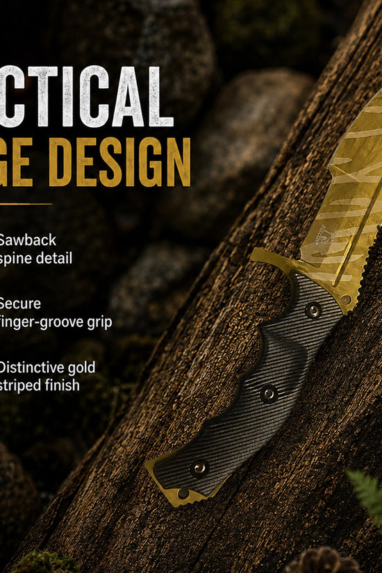Falcon 3-Piece Gold Set. 7 1/2" & 8 1/2" Tactical Knife, 7 1/2" Karambit