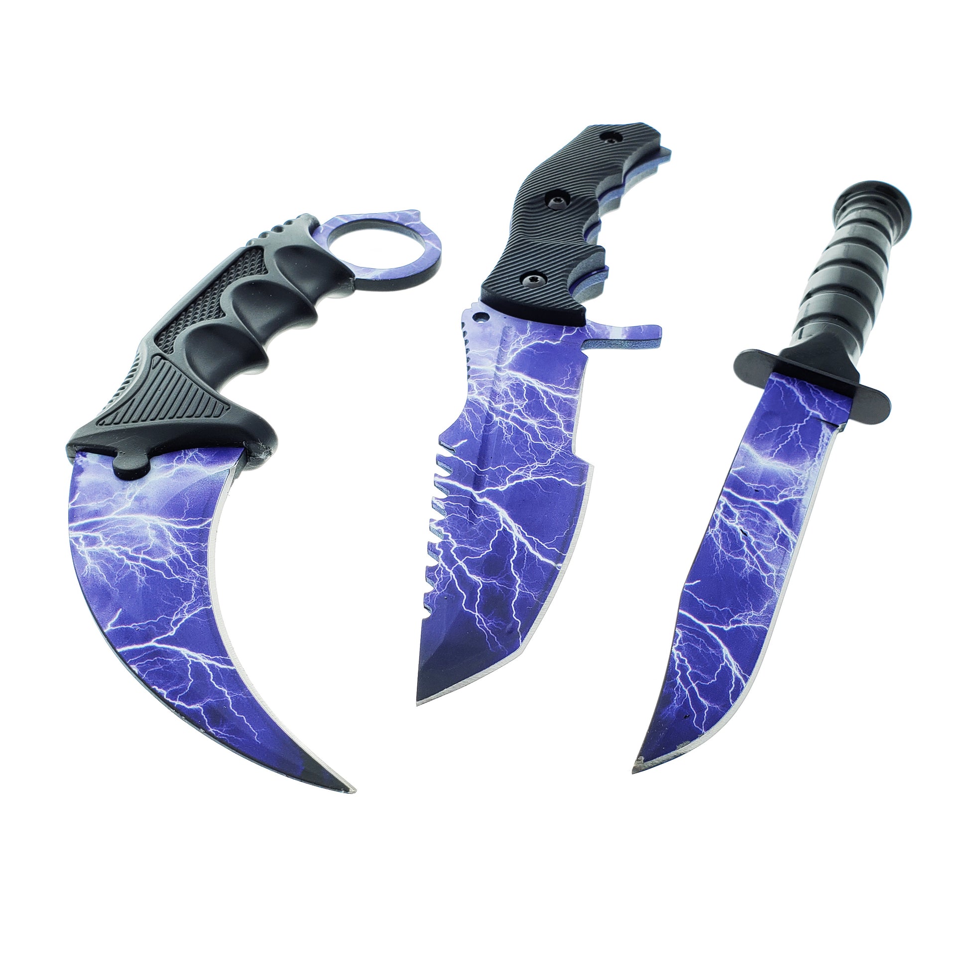 Falcon 3 PCS Blue Thunder Set Tactical Fixed Blade Knives