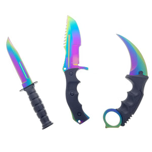 Falcon 3 PCS Rainbow Set. Tactical Knives & Karambit