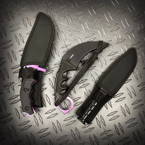 Falcon 3 PCS Pink Galaxy Set. Tactical Knives & Karambit