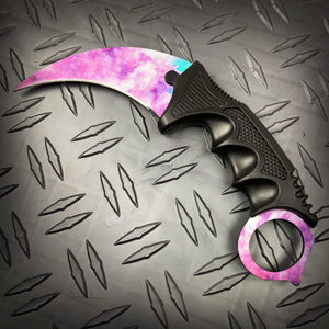 Falcon 3 PCS Pink Galaxy Set. Tactical Knives & Karambit