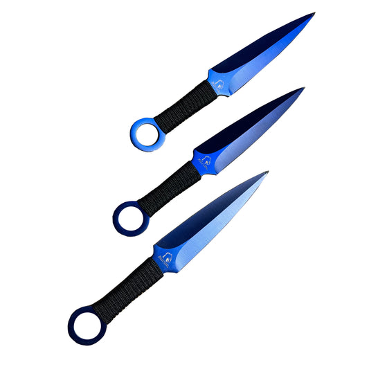 Falcon 5 Pieces Blue Set Hunting Set (Machete, Karambit, Throwing Knives.)