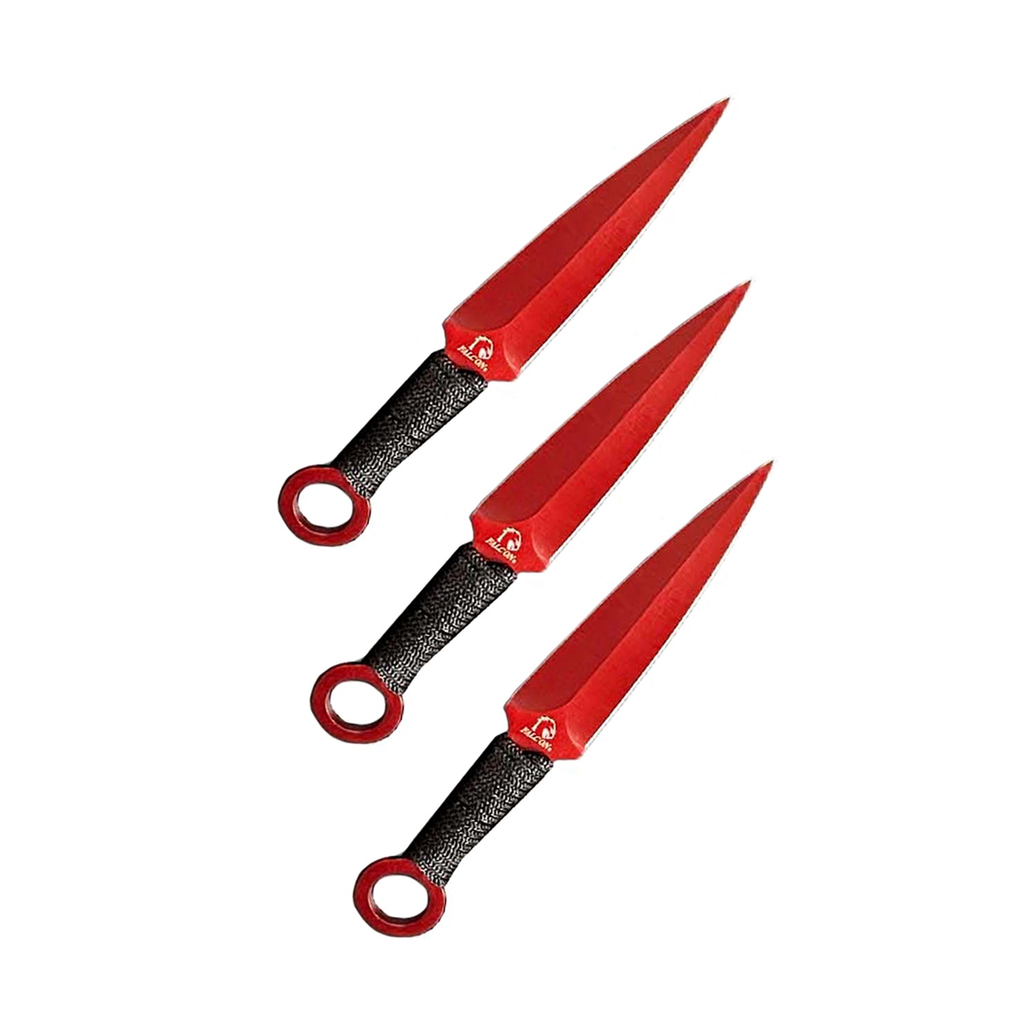 Falcon 5 Pieces Red Set Hunting Set (Machete, Karambit, Throwing Knives.)