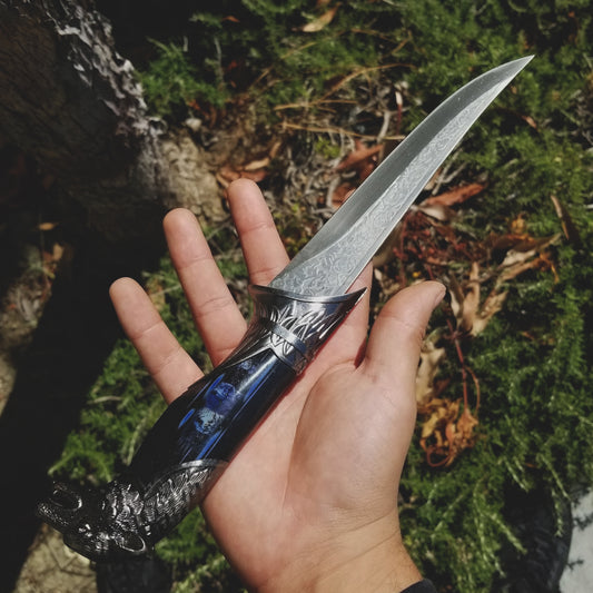 13 1/2" Fantasy Dagger with blue scabbard