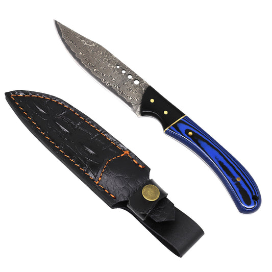 Rocky Mountain Damascus Hunting Knife – Blue Micarta