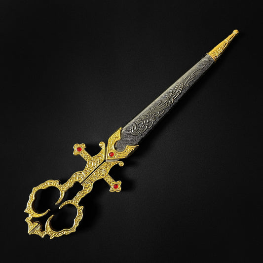 10 1/4" Gold Bodice Scissors Dagger