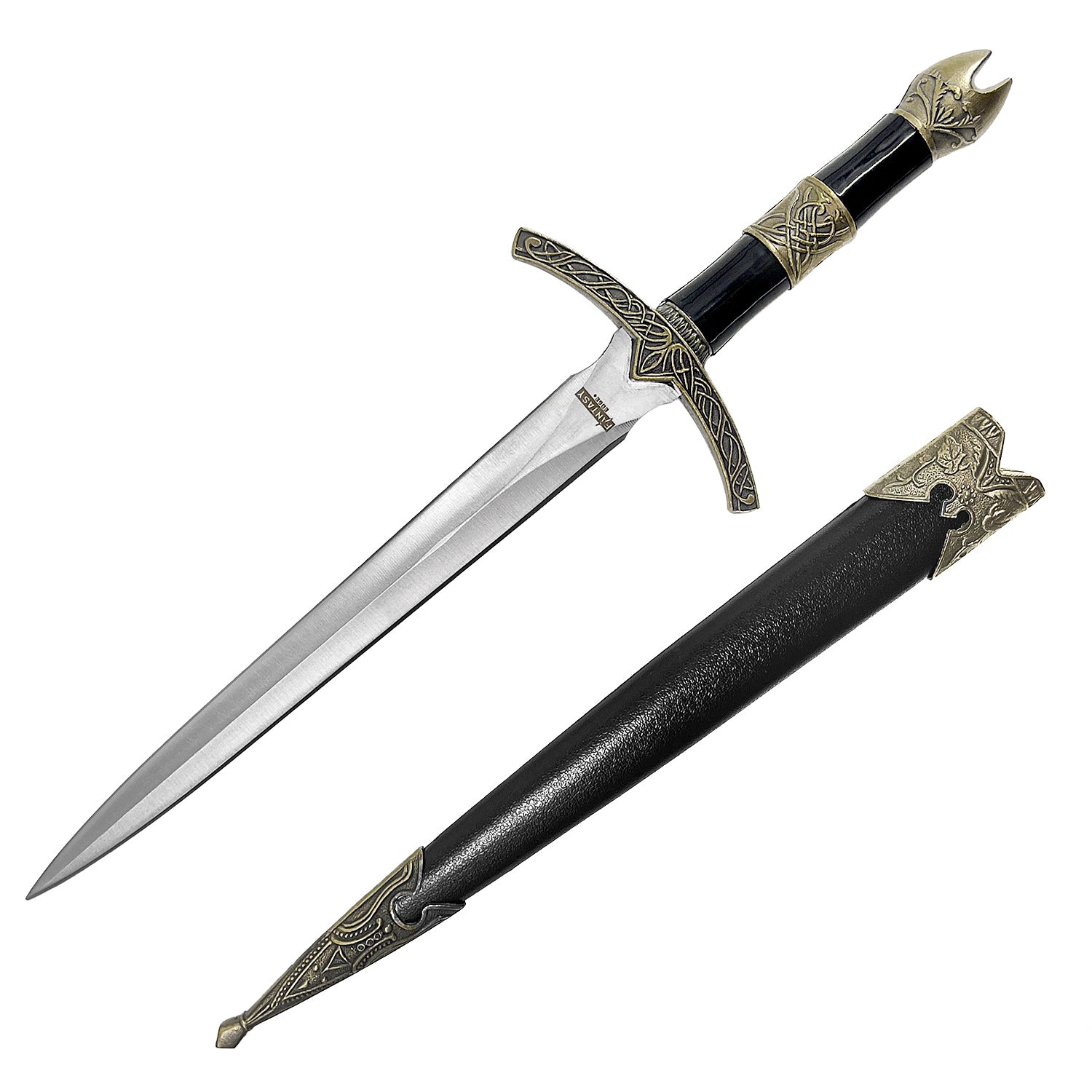 13 1/2" King's Dagger with Black Scabbard