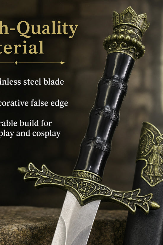 Dagger with crown pommel and scabbard