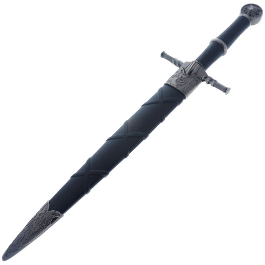 15 3/4" Black Wolf Head Medieval Dagger w/Plastic Scabbard