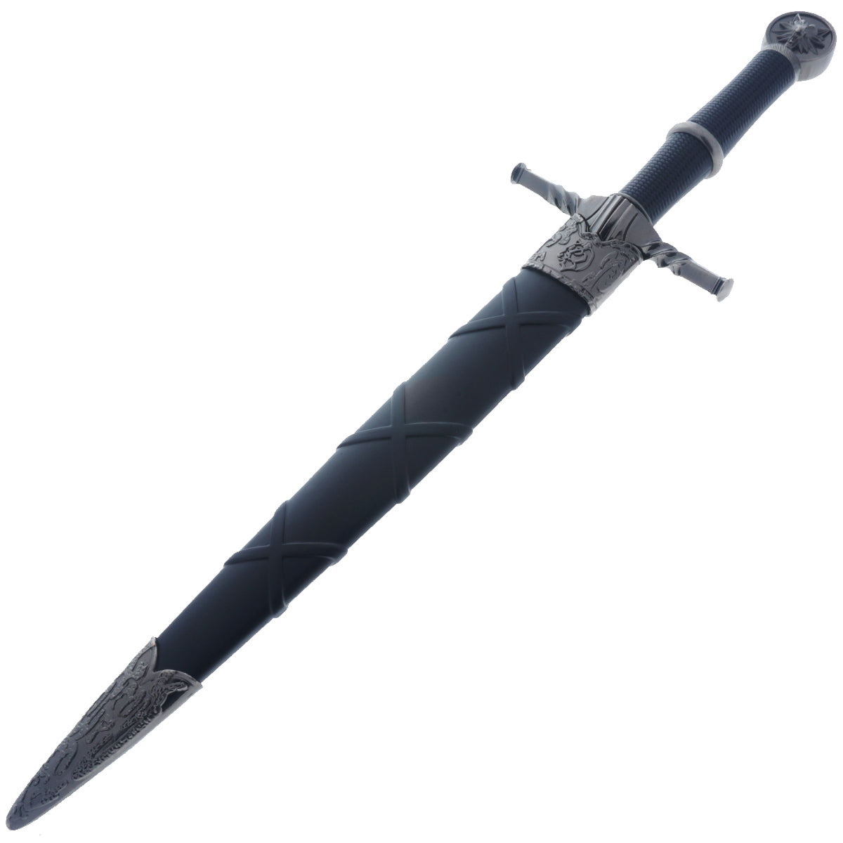 Black Wolf Head Medieval Dagger w/Plastic Scabbard
