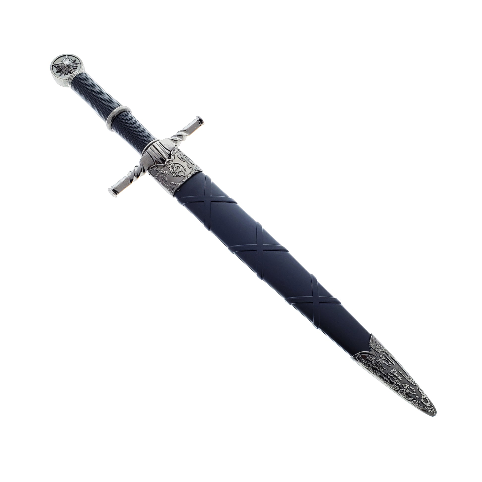 Black Wolf Head Medieval Dagger w/Plastic Scabbard