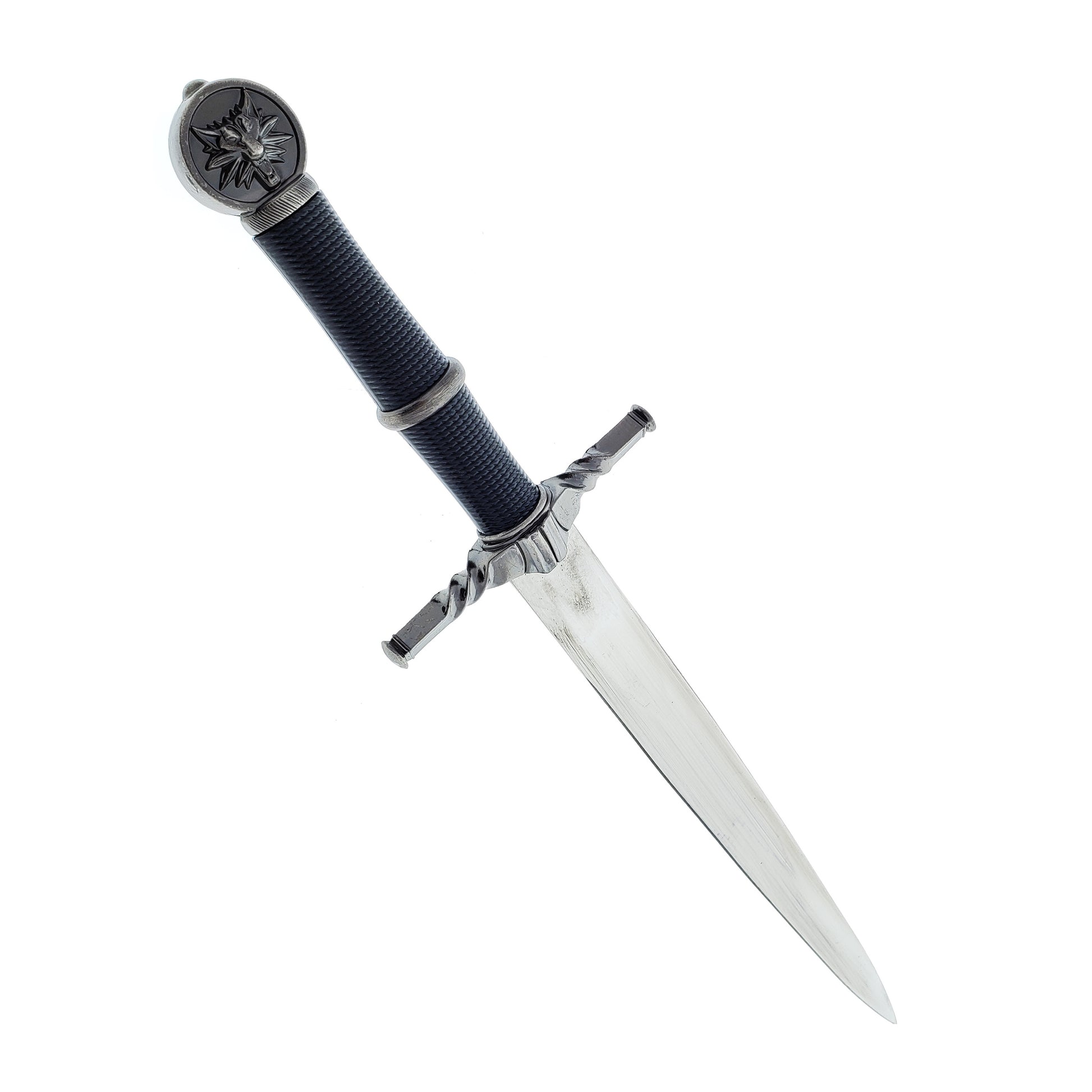 15 3/4" Black Wolf Head Medieval Dagger w/Plastic Scabbard