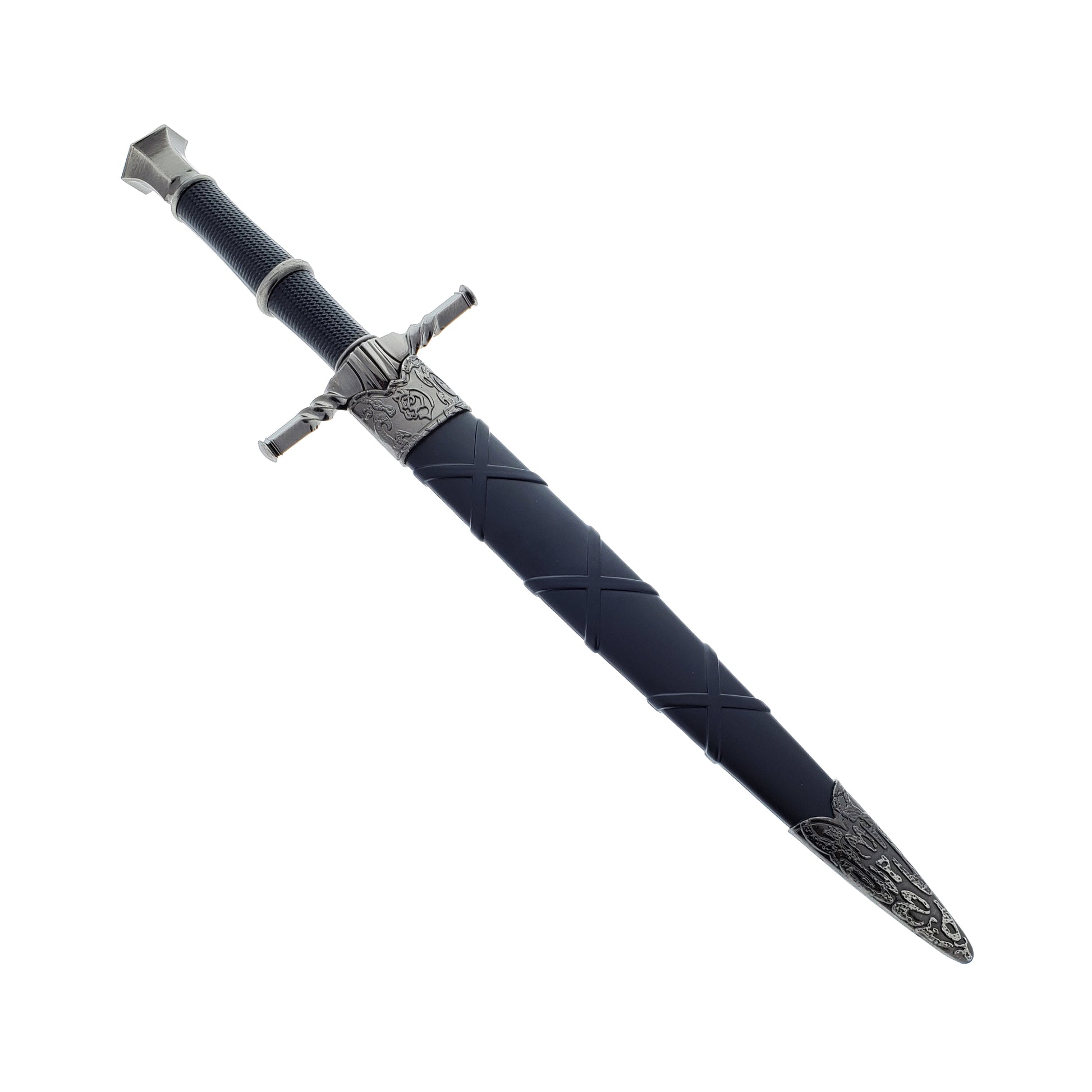 15 3/4" Black medieval dagger w/Black Plastic Scabbard