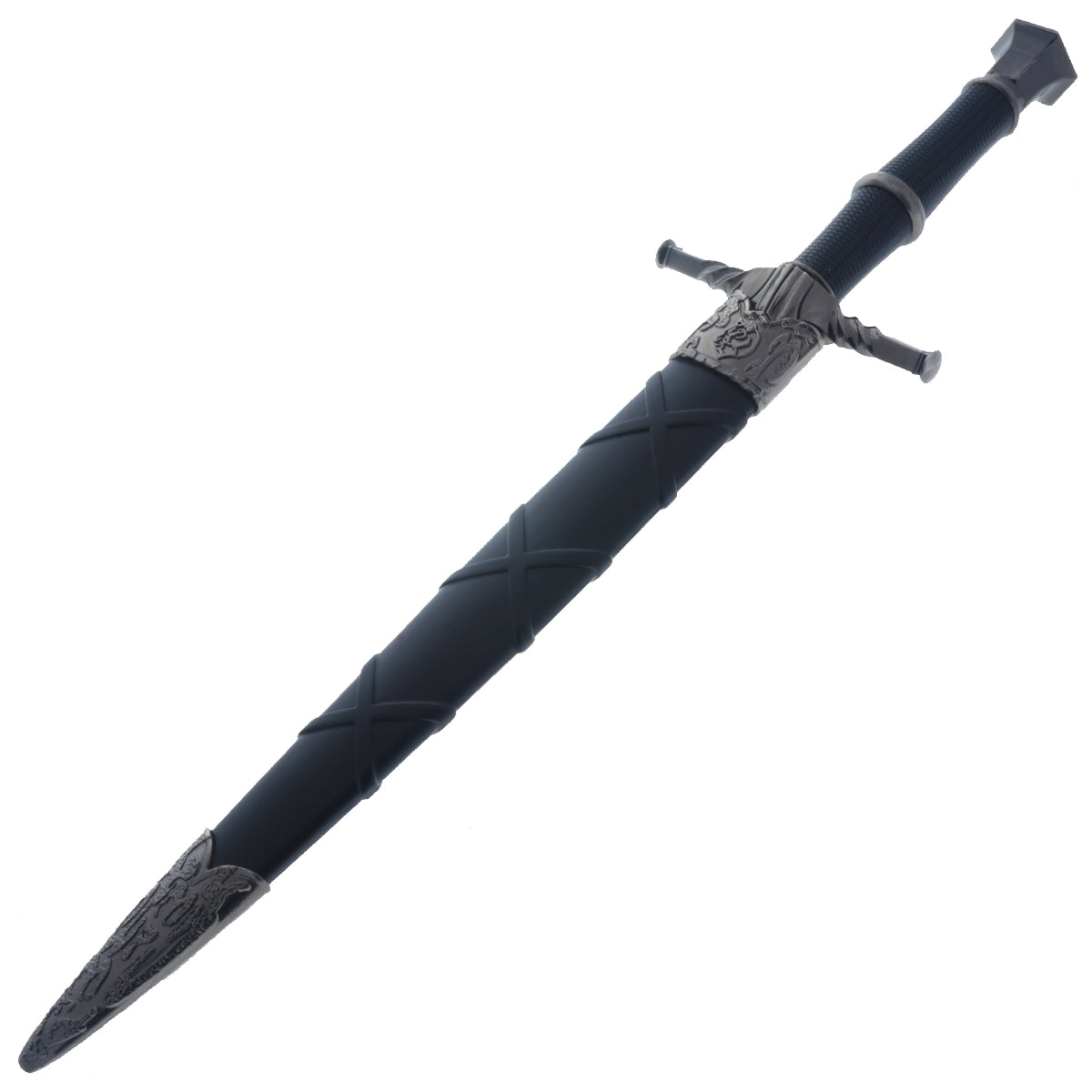 15 3/4" Black medieval dagger w/Black Plastic Scabbard