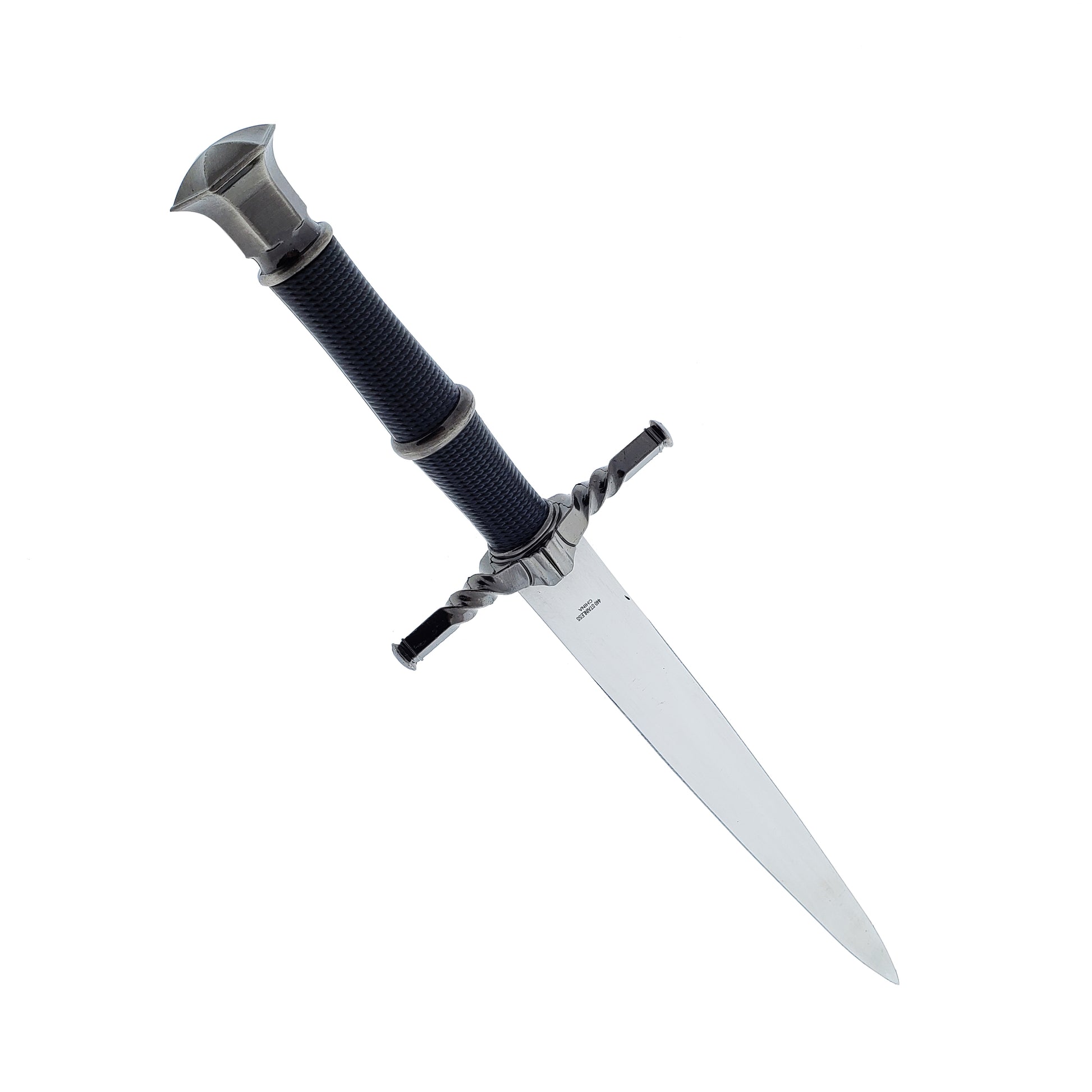 15 3/4" Black medieval dagger w/Black Plastic Scabbard