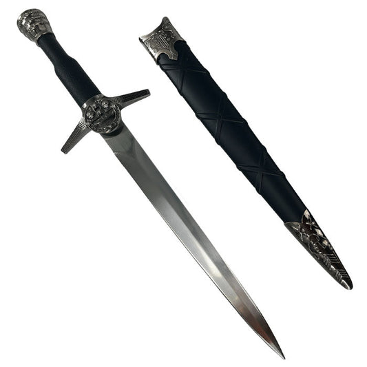 15" Classic Dagger W/ Black Leather Scabbard