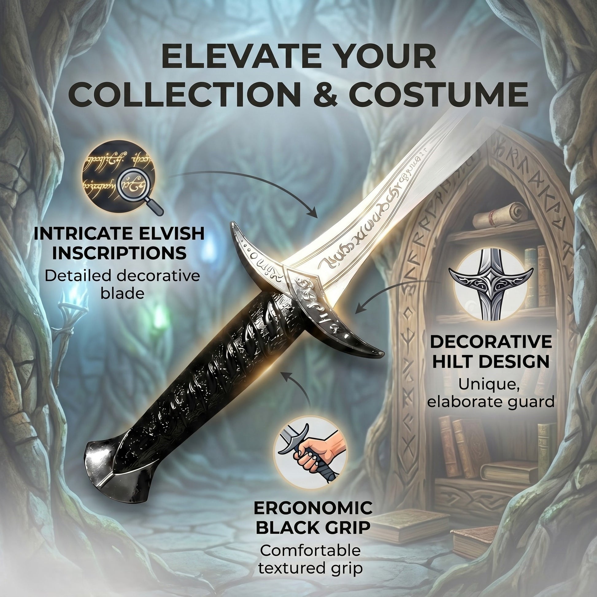 Elven Fantasy Dagger - 11" Elven Dagger
