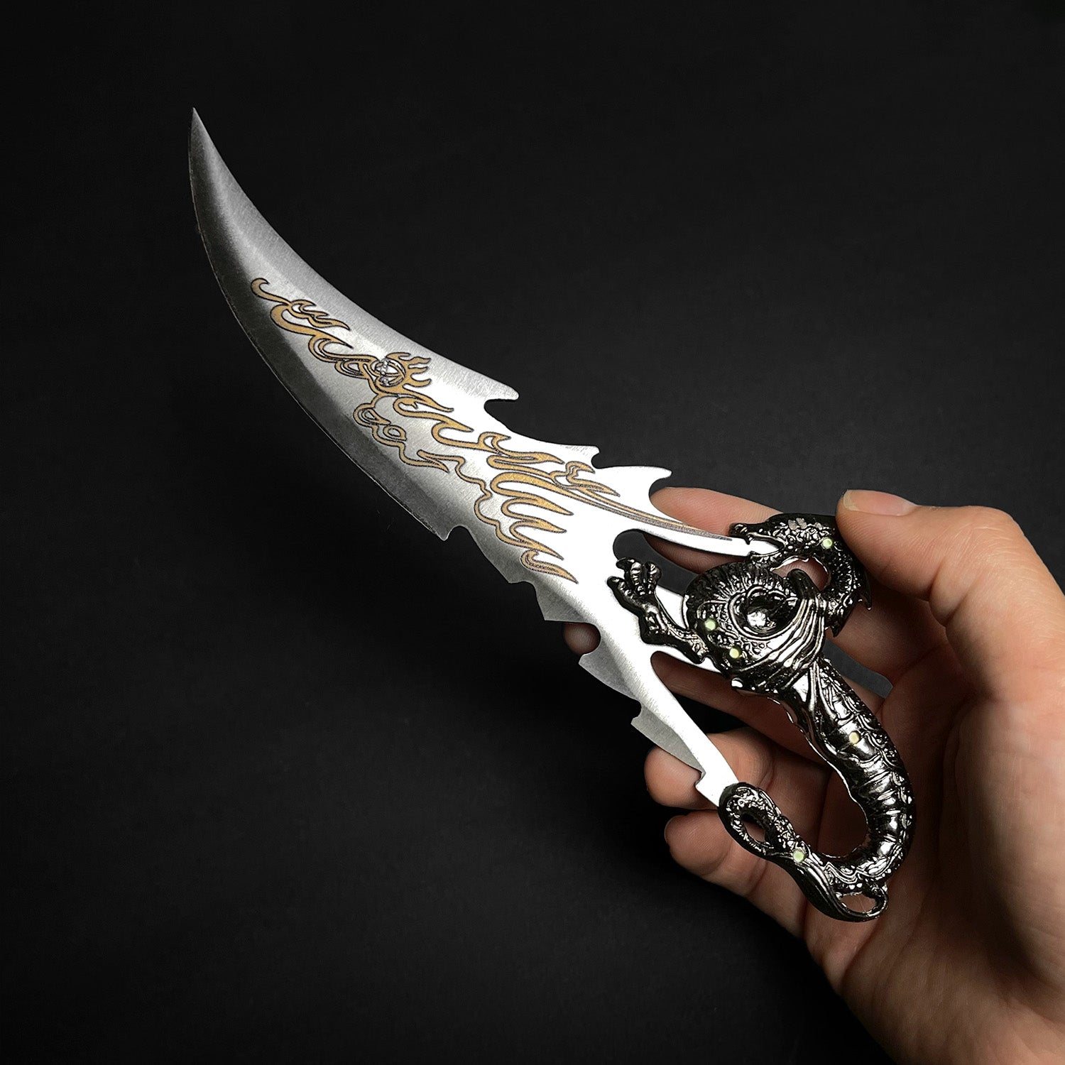 21 1/2" Dragon Handle Dagger With Stand