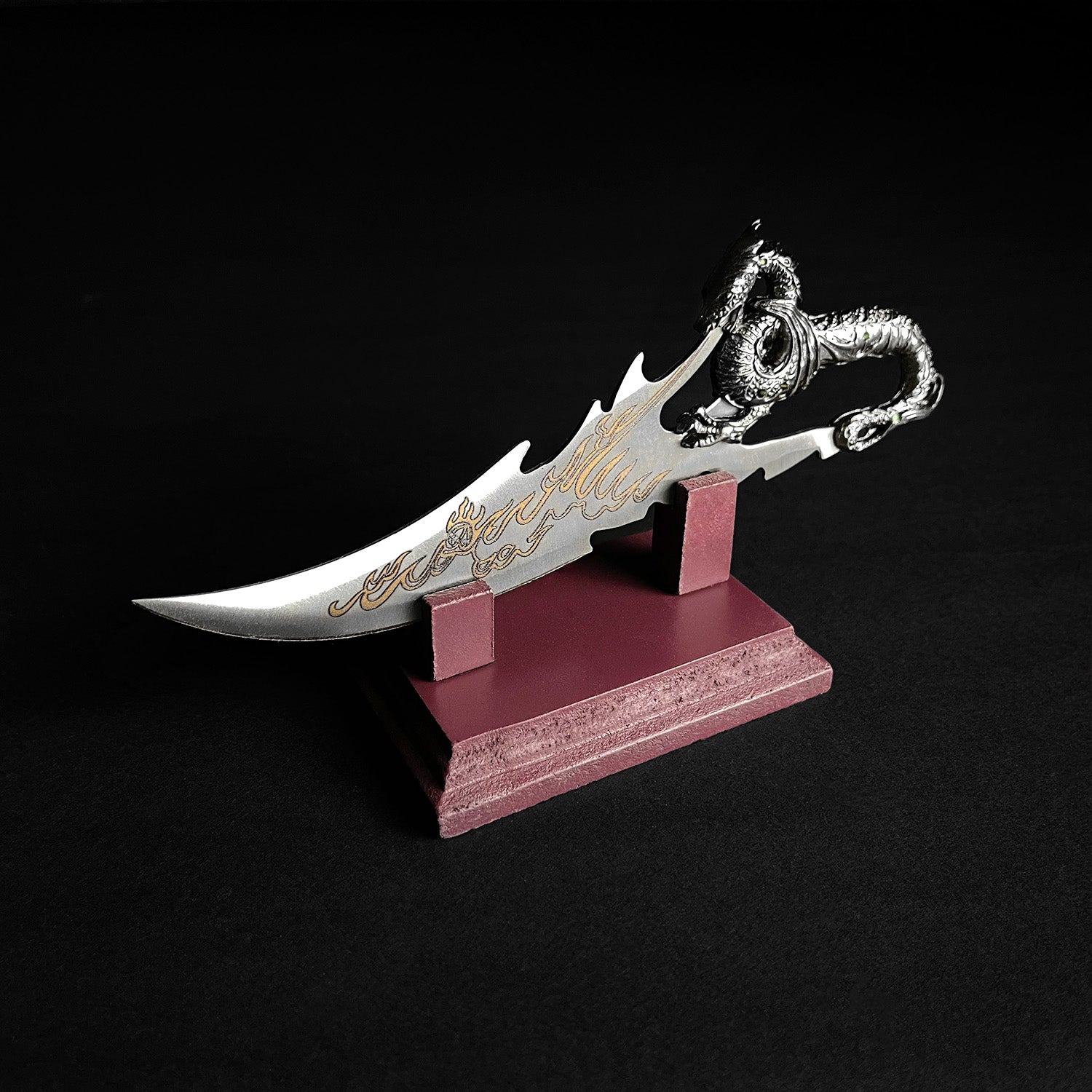 21 1/2" Dragon Handle Dagger With Stand